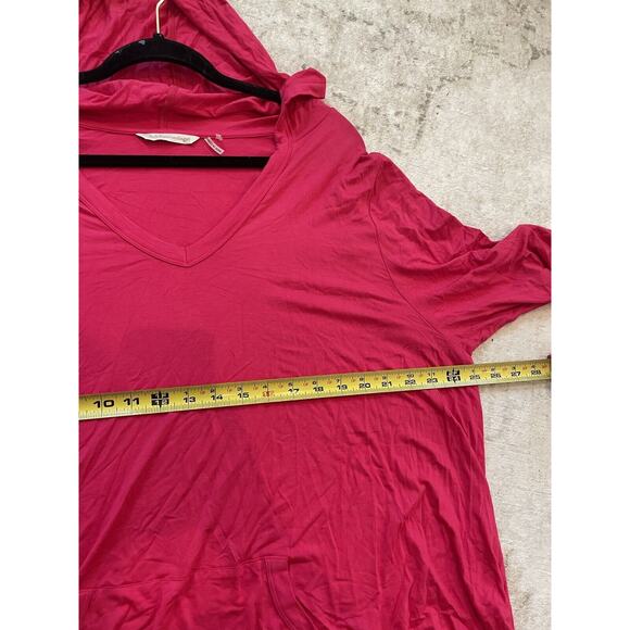 Soft Surroundings Hot Pink V Neck Hoodie Pullover Pockets Soft Stretch Plus 3X - Picture 8 of 8